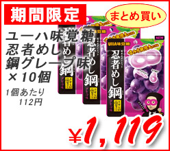 ユーハ味覚糖（株）　忍者めし鋼グレープ味　×１０個